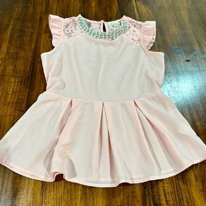 Pretty Ruffle Beaded Pink Top Monteau Girls Size Large 14/16